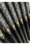 Palace Series Gold Damask Embroidered Background Curtain - Black Gray Background Curtain with Frequent Pleats Single Panel - 3