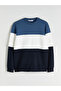 Lcw Vision Blue Crew Neck Color Block Men's Sweatshirt - 5