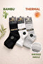 6-Piece Winter Towel Half-Conch Bamboo Stitch-Free Thermal Socks 6 Pairs