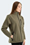 Hip Style Women's Mock Neck Zippered Khaki Coat & Jacket - 4