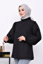 Black Collar Sleeve Ruffle Tunic - 3