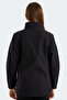 Hip Style Women's Mock Neck Zippered Black Coat & Jacket - 3