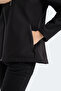 Hip Style Women's Mock Neck Zippered Black Coat & Jacket - 5