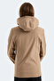 Heat Control Women's Removable Hooded Beige Coat & Jacket - 3
