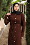 Brown Buttoned Knitwear Dress - 5