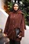 Angora Soft Knit Cardigan with Brown Scarf Detail - 4