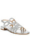 Women Cut Out Detail Rhinestone Flat Sandals in Silver