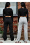 Transitional Women's 2 Piece Black + Gray Wide-Leg Baggy Plus Size Pocketed Adjustable Sweatpants - 2