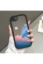 iPhone 7/8/Se 2020 2022 Compatible Mirror Phone Case Black Silicone Protected Colorful Cloud