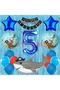 Pirate Shark Themed 5Th Birthday Balloon Set & Happy Birthday Banner & Curtain Set