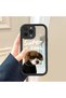iPhone 14 Pro Compatible Drop-Resistant Black Silicone Case Mirror-Faced Puppy Patterns - 2
