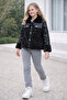 Gonca 385-12-25 Girl's Buttoned Front Stone Fur Detailed Leather-Look Jacket 5/11 Years Old - 2