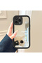 iPhone 16 Pro Compatible Drop-Resistant Black Silicone Case with Mirror Surface and Evil Cat Patterns - 2