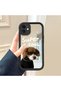 iPhone 11 Compatible Drop-Resistant Black Silicone Case Mirror-Faced Puppy Patterns - 3