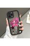 iPhone 14 Pro Compatible Drop-Resistant Black Silicone Case with Mirror Face Barbie Patterns