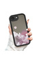 iPhone 16E Compatible Drop-Resistant Black Silicone Case with Mirror Surface Colorful Cloud - 3