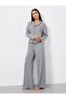 Melange Long Sleeve Shirt and Wide Leg Pyjama Set - 2