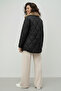 Quilted Coat with Fur Collar K9180 Black - 4