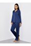 Matte Satin Piped Detail Pocket Shirt and Pyjama Set