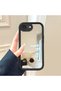 iPhone 16E Compatible Drop-Resistant Black Silicone Case with Mirror Surface and Evil Cat Patterns - 2