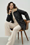 Quilted Coat with Fur Collar K9180 Black - 3