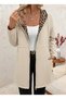 Women's Hooded Double-Sided Lace-Up and Zippered Viscose Two-Thread Fabric Jacket - 5