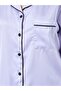 Matte Satin Piped Detail Pocket Shirt and Pyjama Set - 4