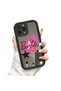 iPhone 14 Pro Compatible Drop-Resistant Black Silicone Case with Mirror Face Barbie Patterns - 3