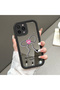 iPhone 16 Pro Compatible Drop-Resistant Black Silicone Case with Mirror Surface Ribbon Patterns
