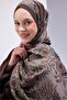 Viscose Blend Mayda Shawl Dark Stone-Khaki Patterned Tok Duruşlu 190X70 - 6