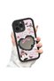 iPhone 14 Pro Compatible Drop Resistant Black Silicone Case Mirror Face Heart Patterns - 3