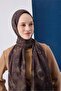 Viscose Blended Mayda Shawl Dark Mink-Brown Patterned Tok Duruşlu 190X70 - 3