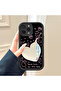 iPhone 16 Pro Compatible Drop-Resistant Black Silicone Case Mirror-Faced Heart Patterns - 2