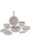 12 Piece Detachable Granite Cookware Set, Non-Stick - Ivory