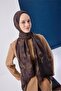 Viscose Blended Mayda Shawl Dark Mink-Brown Patterned Tok Duruşlu 190X70 - 4