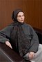 Viskon Mayda Shawl Anthracite Chain Patterned Tok Duruşlu 190X70 - 5