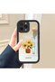 iPhone 14 Pro Compatible Drop Resistant Black Silicone Case Mirror Face Floral Patterns - 2
