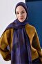 Viscose Mayda Shawl with Purple Background, Dark Purple and Milk Coffee Tone Patterned, Soft Textured 190X70 - 5