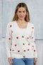 Women's Knitwear Cardigan Heart Embroidered Standard Size Ecru - 4