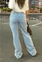 Ns-21313 Snow Wash Casual Jeans Ice Blue Stretch Fabric Palazzo - 3