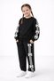 Girls' Striped and Ribbon Detail Pocketed Comfortable Tracksuit Set - 3