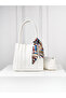 Marta Pleated Leather Puppy Scarf Detailed Handbag and Shoulder Bag