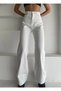 NS-85971 White Stretch Fabric Super High-Waist Relaxed Jean Pants Boyfriend Wide-Leg Denim