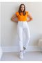 Ns-72336 Premium White Mom Jean Denim Pants High Waist Stretchy Stretch Fabric Does Not Show Underwear