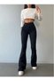 Ns-13879 Zero Max Flared Jean Black Colorfast Extra Lycra High Waist