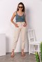 Ns-38256 Women's High Waist Stretch Fabric Beige Mom Jeans Stretch Denim Pants