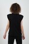 Black Droplu Shoulder Pad Pack Zero Sleeve Glitter Blouse - 5