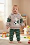 100% Cotton Hooded Plush Men's Top and Bottom Set Khaki
