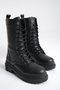 Black Rölaks Leather Women's Boots Postal Mia Lace-Up Internal Zipper Thick Soled Waterproof - 7