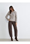 Beige polo collar women's knit cardigan - 2